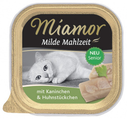 Vanička MIAMOR Milde Mahlzeit Senior králik + kuracie kúsky 100g