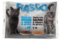Kapsicka Rasco Cat losos a pstruh/kura a hovadzie 4x100g