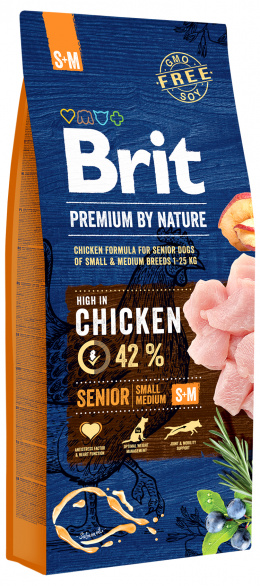 Brit Premium by Nature Senior granuly kura S+M 15kg