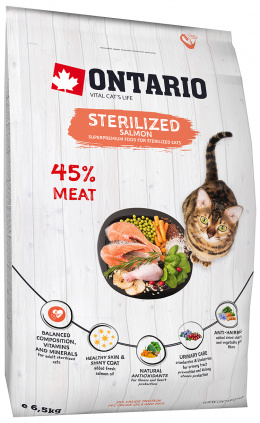 Ontario Cat Sterilised losos 6,5kg
