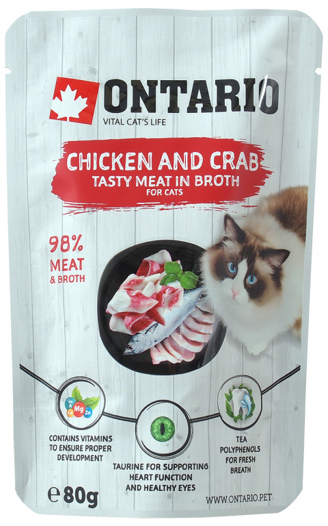 Ontario cat kapsička kura a krab vo vývare 80 g  title=
