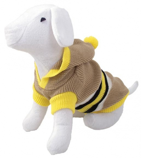 Svetr DOG FANTASY s kapucí a proužky béžový 20cm