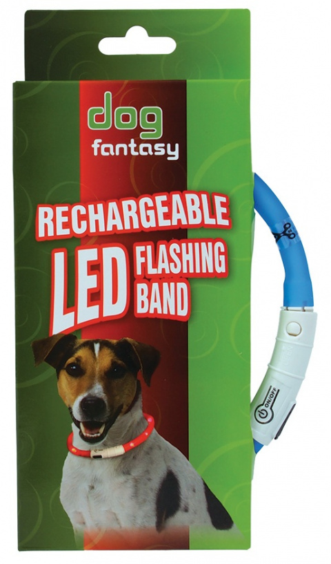 Obojek DOG FANTASY LED světelný světle modrý 70cm