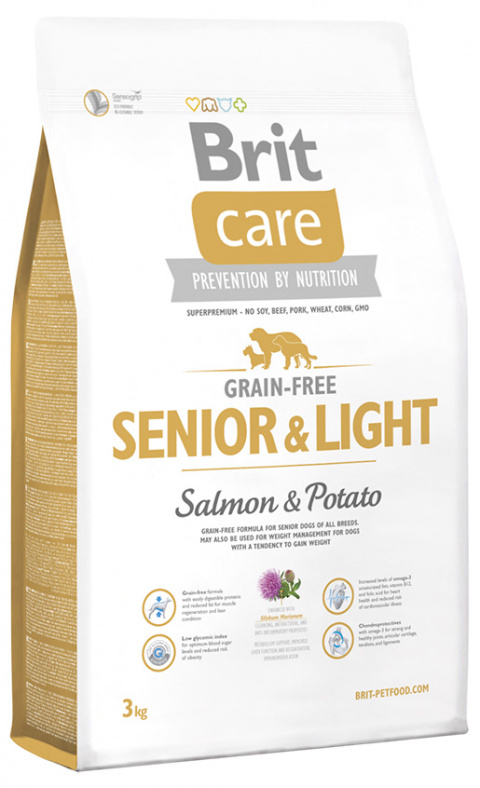 Brit Care Grain-free Senior &amp; Light Salmon &amp; Potato 3kg title=