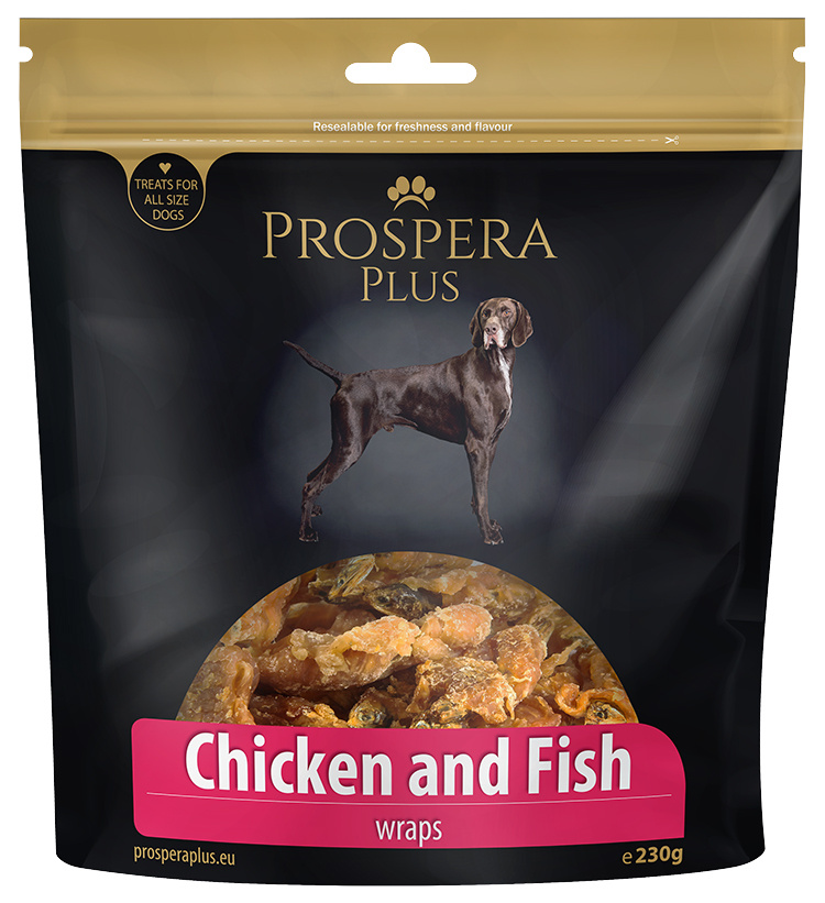 Pochoutka Prospera Plus rybičky obalené kuřetem 230g Pochoutka Prospera Plus rybičky obalené kuřetem 230g