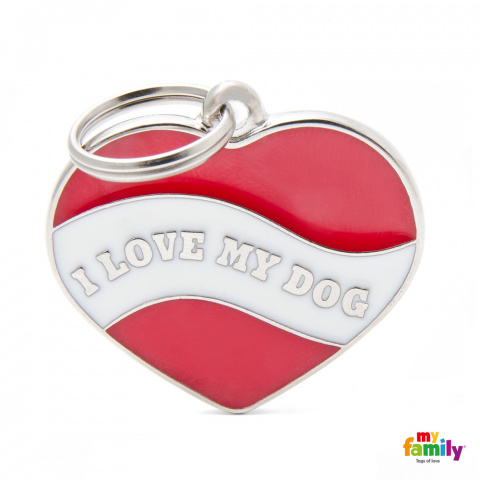 Známka My Family Charms srdce I LOVE MY DOG title=