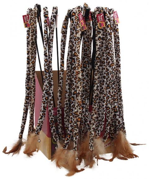 Hračka Magic Cat prut ocásek bavlna s pírky 42cm+42cm  title=
