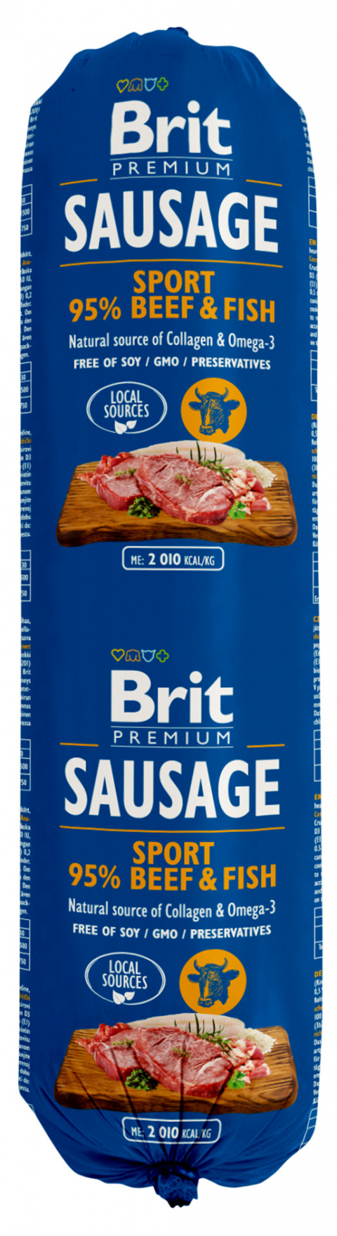 Salám Brit Sausage Beef&amp;Fish Sport Formula 800g title=