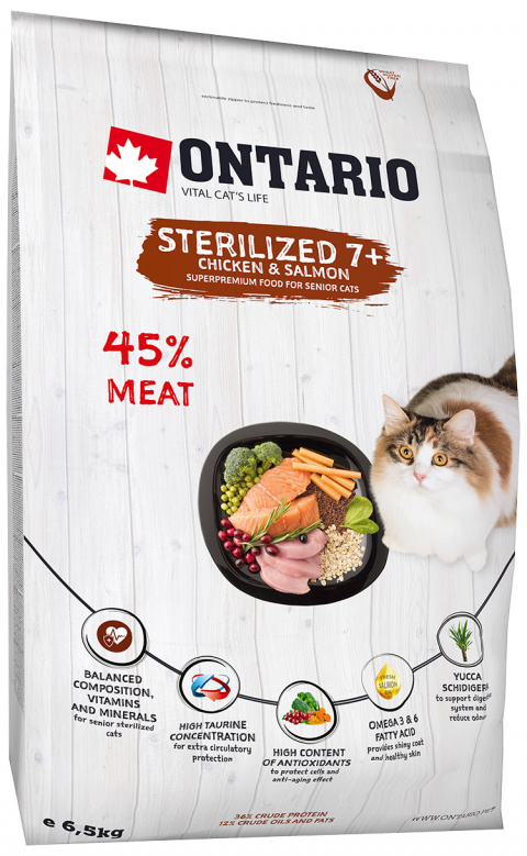 Ontario Cat Sterilised 7+ Senior 6,5kg title=