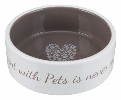 Miska keramická Pets Home 12cm krémová/hnědá 0,3l title=
