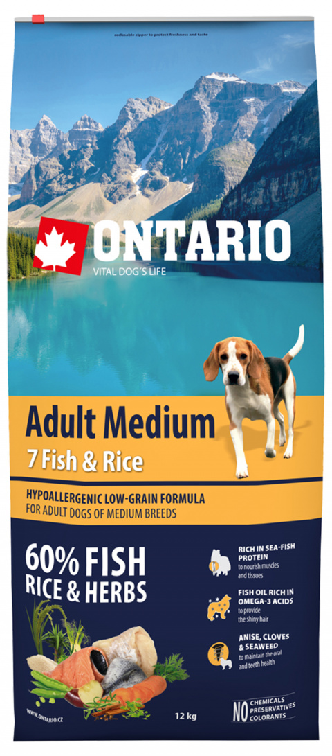 Ontario Adult Medium Fish &amp; Rice 12kg title=