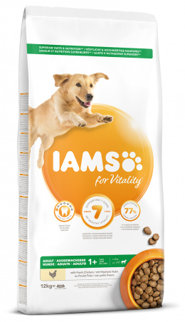 IAMS Dog Adult Large Chicken 12kg + lanová hračka různé barvy ZDARMA