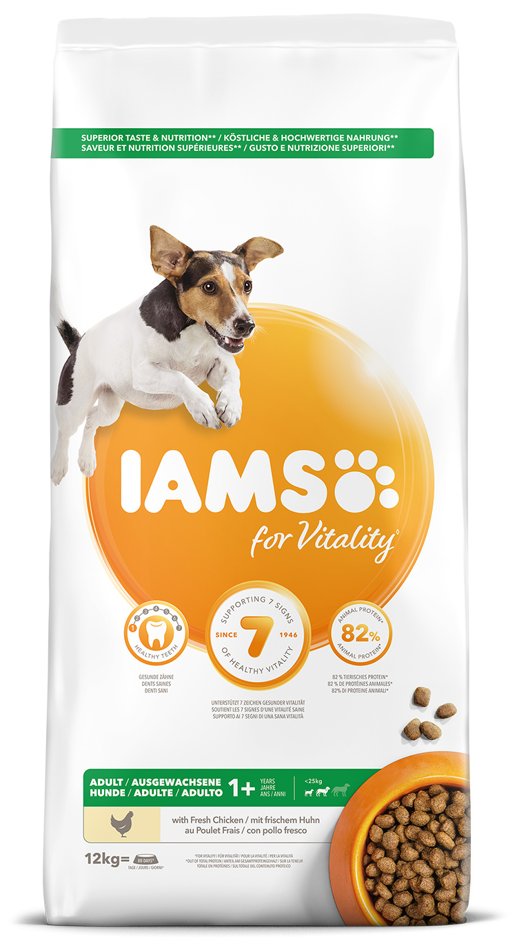 IAMS Dog Adult Small &amp; Medium Chicken 12kg  + lanová hračka různé barvy ZDARMA