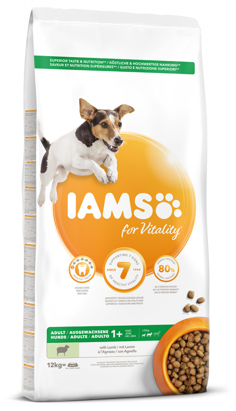 IAMS Dog Adult Small &amp; Medium Lamb 12kg + lanová hračka různé barvy ZDARMA title=