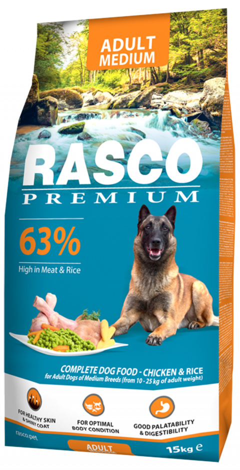 Rasco Premium Adult Medium 15kg + 3 kg zdarma title=