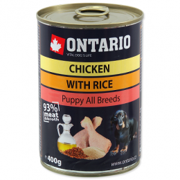 Konzerva Ontario Puppy Chicken, Rice and Linseed Oil 400g