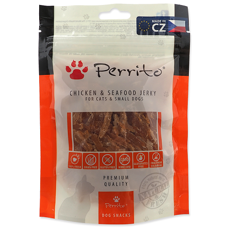 Pochoutka Perrito Chicken &amp; Seafood jerky 100g title=