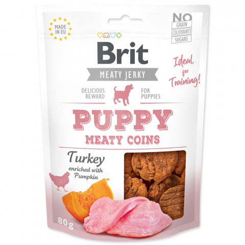 Brit Jerky Puppy Turkey Meaty Coins 80g  title=