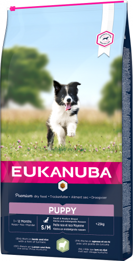 Eukanuba Puppy Small &amp; Medium Lamb 12kg + lanová hračka různé barvy ZDARMA
