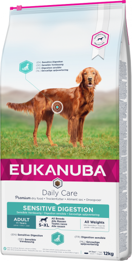 Eukanuba Daily Care Sensitive Digestion 12kg + lanová hračka různé barvy ZDARMA
