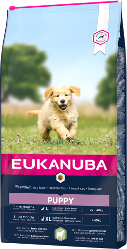 Eukanuba Puppy Large &amp; Giant Lamb 12kg + zásobník se sáčky zdarma