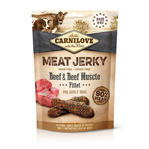 Pamlsky Carnilove Jerky Snack Beef &amp; Beef Muscle Fillet 100g title=