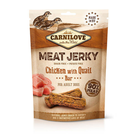 Pamlsky Carnilove Jerky Chicken with Quail Bar 100g title=