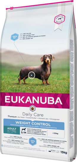 Eukanuba Daily Care Small &amp; Medium Weight &amp; Control 15kg + lanová hračka různé barvy ZDARMA