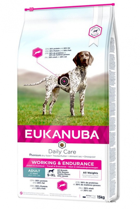 Eukanuba Daily Care Adult Working &amp; Endurance 15kg + lanová hračka různé barvy ZDARMA title=
