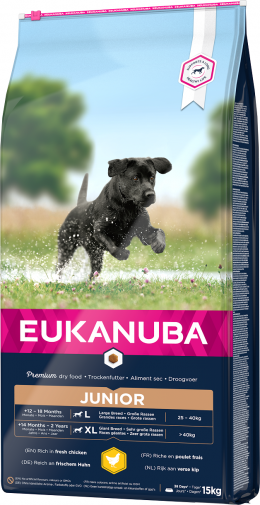 Eukanuba Junior Large 15kg + lanová hračka různé barvy ZDARMA