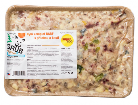 Rybí komplet BARF s přílohou a kostí 1kg title=