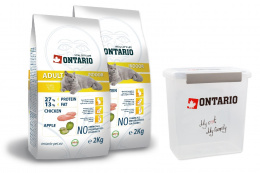 Ontario Adult Indoor 2x2kg + barel na krmivo zdarma