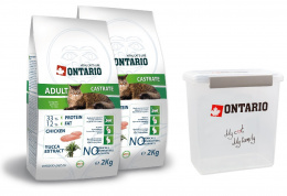 Ontario Adult Castrate 2x2kg + barel na krmivo zdarma