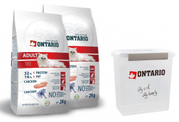 Ontario Adult Chicken 2x2kg + barel na krmivo zdarma