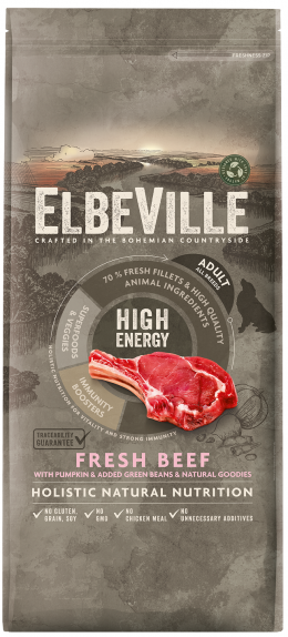 ELBEVILLE Adult All Breeds Fresh Beef High Energy 11,4kg + 1,4kg zdarma
