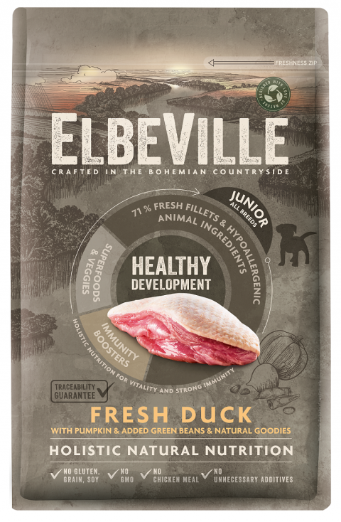 ELBEVILLE Puppy and Junior All Breeds Fresh Duck Healthy Development 4kg title=