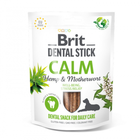 Pochoutka Brit Dental stick na uklidnění konopí a srdečník 7ks title=