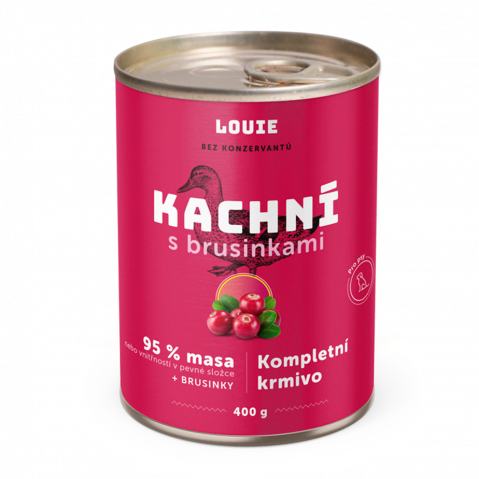 Konzerva Louie kachní s brusinkami, vitamíny a minerály 400g title=