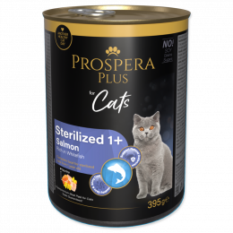 Konzerva Prospera Plus Cat Meat Paté Sterilized 1+ losos a bílá ryba 395g