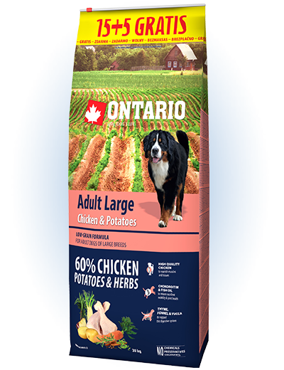Ontario Adult Large Chicken & Potatoes 15+5kg zdarma Ontario Adult Large Chicken & Potatoes 15+5kg zdarma