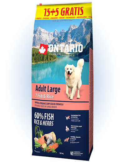 Ontario Adult Large Fish & Rice 15+5kg zdarma Ontario Adult Large Fish & Rice 15+5kg zdarma