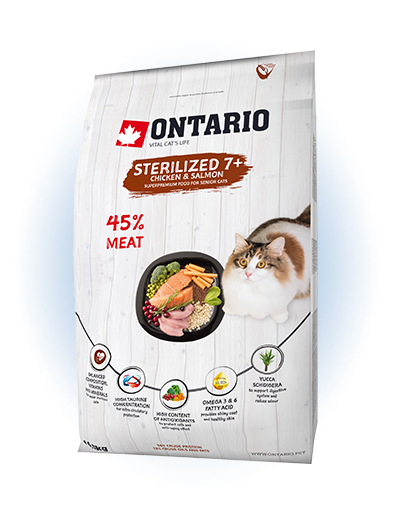 Ontario Cat Sterilised 7+ 6,5 kg + dárek zdarma Ontario Cat Sterilised 7+ 6,5 kg + dárek zdarma
