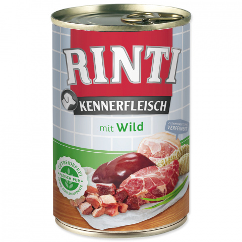 Konservi suņiem - Rinti Kennerfleisch, ar medījumu, 400 g  title=