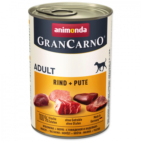 Консервы для собак - GranCarno Adult Beef and Turkey, 400 г