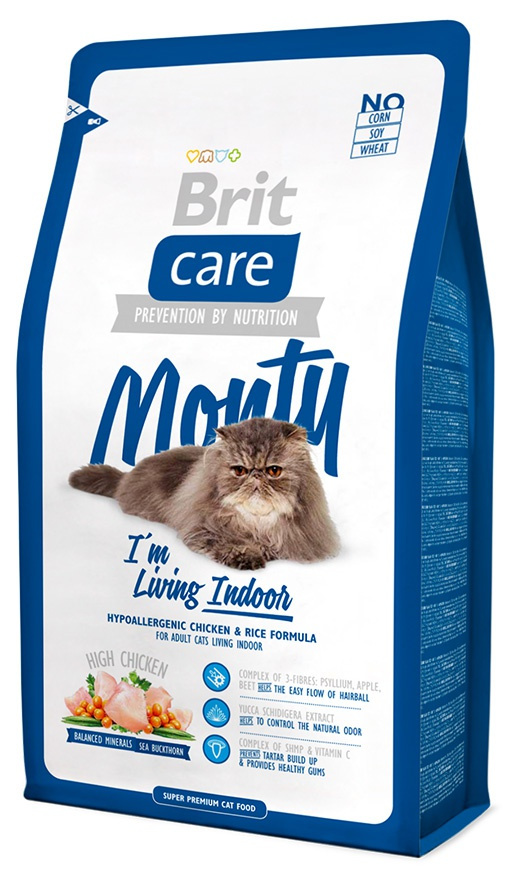 Barība kaķiem - Brit Care Cat Monty I'm Living Indoor, vistas gaļa un rīsi, 2 kg Barība kaķiem - Brit Care Cat Monty I'm Living Indoor, vistas gaļa un rīsi, 2 kg