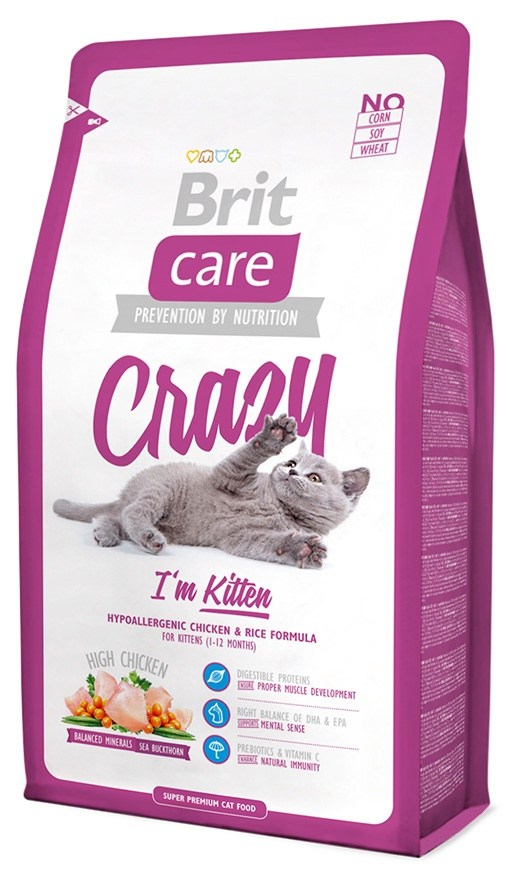 Корм для кошек - Brit Care Cat Crazy I'm Kitten, с курицей и рисом, 2 kg Корм для кошек - Brit Care Cat Crazy I'm Kitten, с курицей и рисом, 2 kg