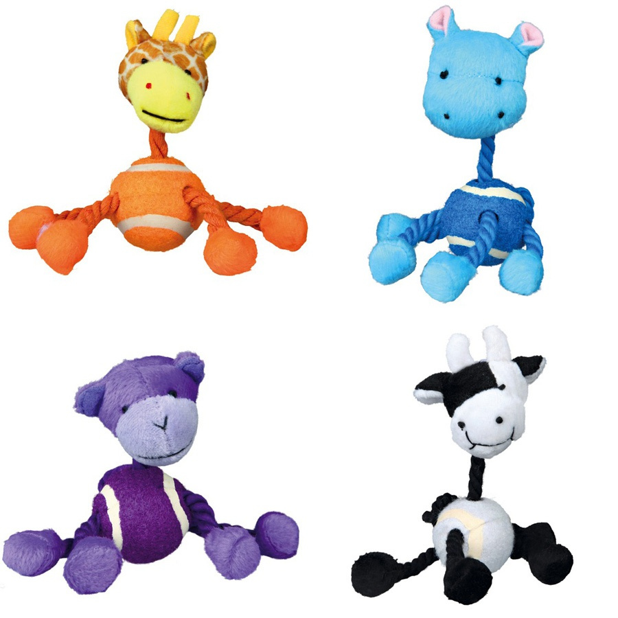 Игрушка для собак - Assortment Animals with Rope, Plush, 16 см Игрушка для собак - Assortment Animals with Rope, Plush, 16 см