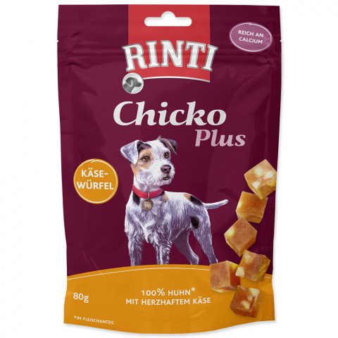 Лакомство для собак - Rinti Extra Chicko Plus, сырные кубики с курицей, 80 г title=