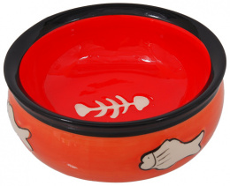 Bļoda kaķiem – MAGIC CAT, Ceramic Bowl with Fishbone, Orange, 12,5 cm