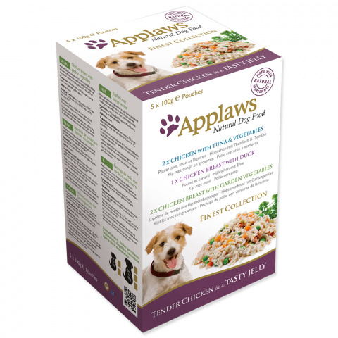 Konservi suņiem - APPLAWS Dog Jelly Finest Selection multipack, vistas krūtiņa želejā, 5*100 g